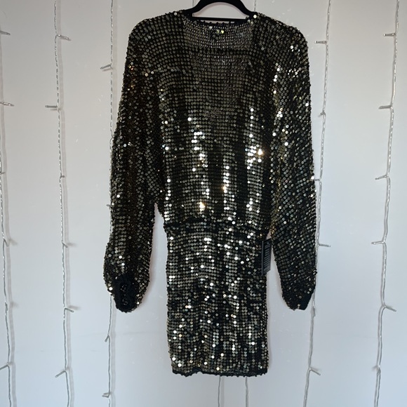 ❌SOLD❌ retrofete Lucia Dress in Black & Gold XS/S - Picture 12 of 13